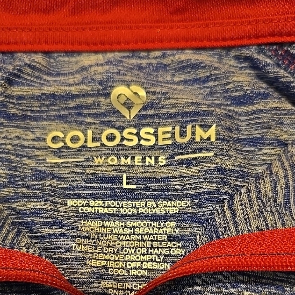 Colosseum Blue and Red Long Sleeve Kansas KU Jayhawk Tee with Quarter-Zip L NWT - Picture 2 of 5